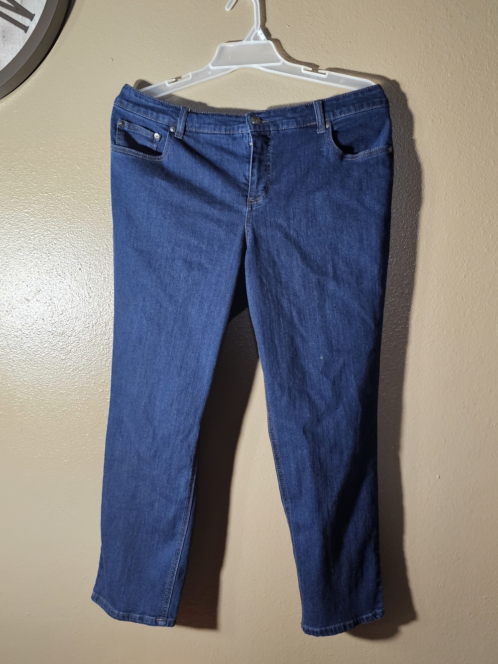 Terra & Sky Straight Leg Dark Blue Denim Jeans Size 16W Petite